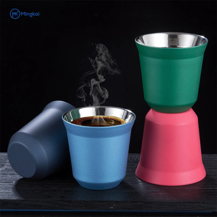 

Stainless steel espresso cup double Wall cheap coffee mugs arabic tea set copper espresso mugs custom cups mugs