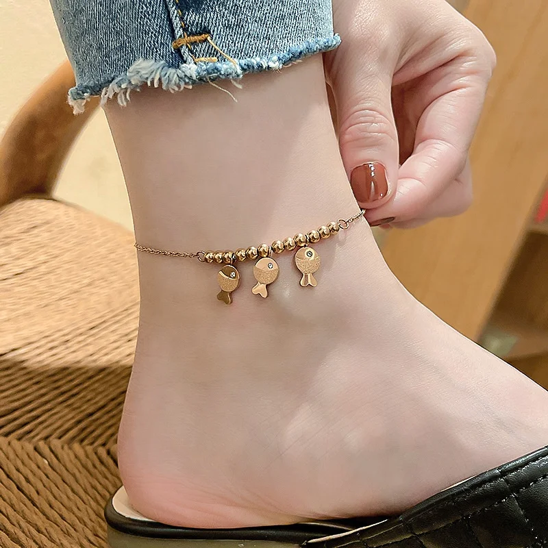 

new design Selling 18k gold plated charm anklet stainless steel anklets Fashion personality jewelry anklet women 2021, Colorful