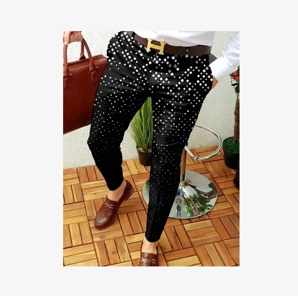 Plus size S-3XL Spring Autumn Fashion Men's Printed Trousers Mid Waist Trousers Men's Casual Pants