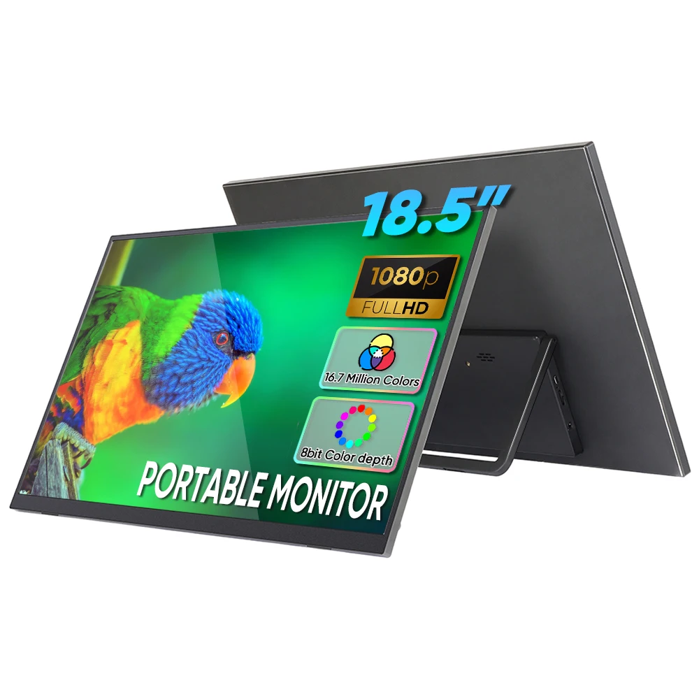 

Portable Monitor 18.5 Inch FHD 1080P IPS HDR USB C Portable Screen HD External Travel Gaming Monitor for Laptop with Kickstand