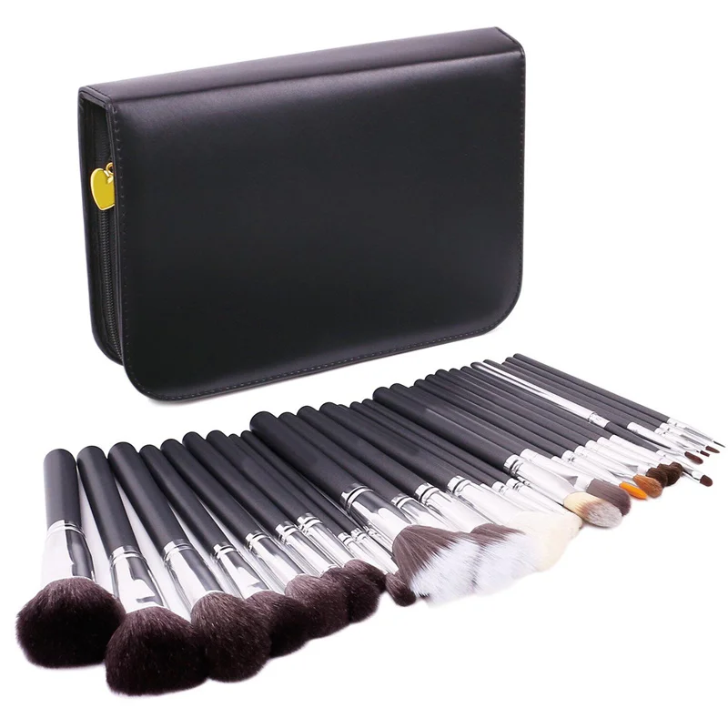 

2021 ZNYBEAUTY 29pcs makeup brush set with black PU leather bag natural goat hair high quality private brand makeup tool