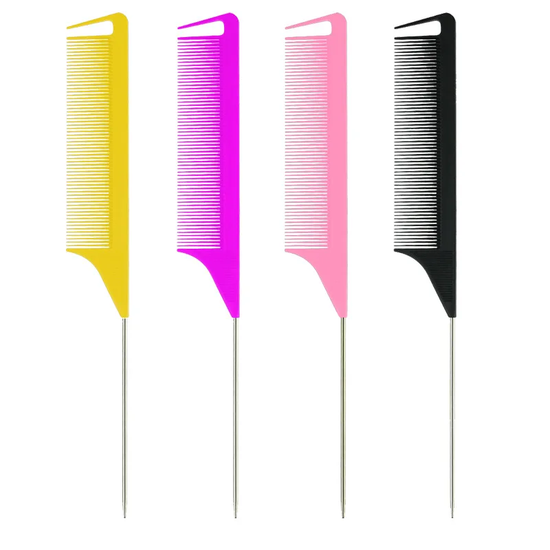 

Hair Salon Hair Hair Color Brush Pointy Tail Comb Plastic Hairdressing Tool Hairdressing Comb Styling Highlights Comb, Black,white,pink,yellow,purple