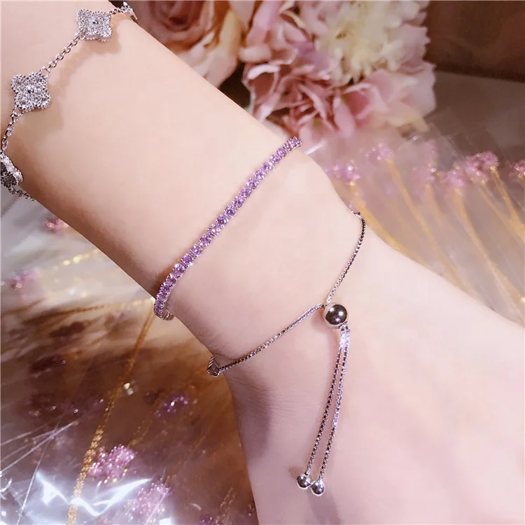 

100% 925 Sterling Silver Bracelet Fashion Wedding Jewelry Women's Color Shiny Crystal Sweet and Cute Party Gift