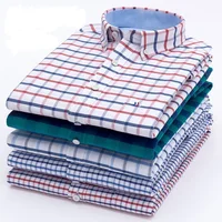 

Cotton men shirt casual plaid shirt cotton washed oxford Long sleeve men's shirt