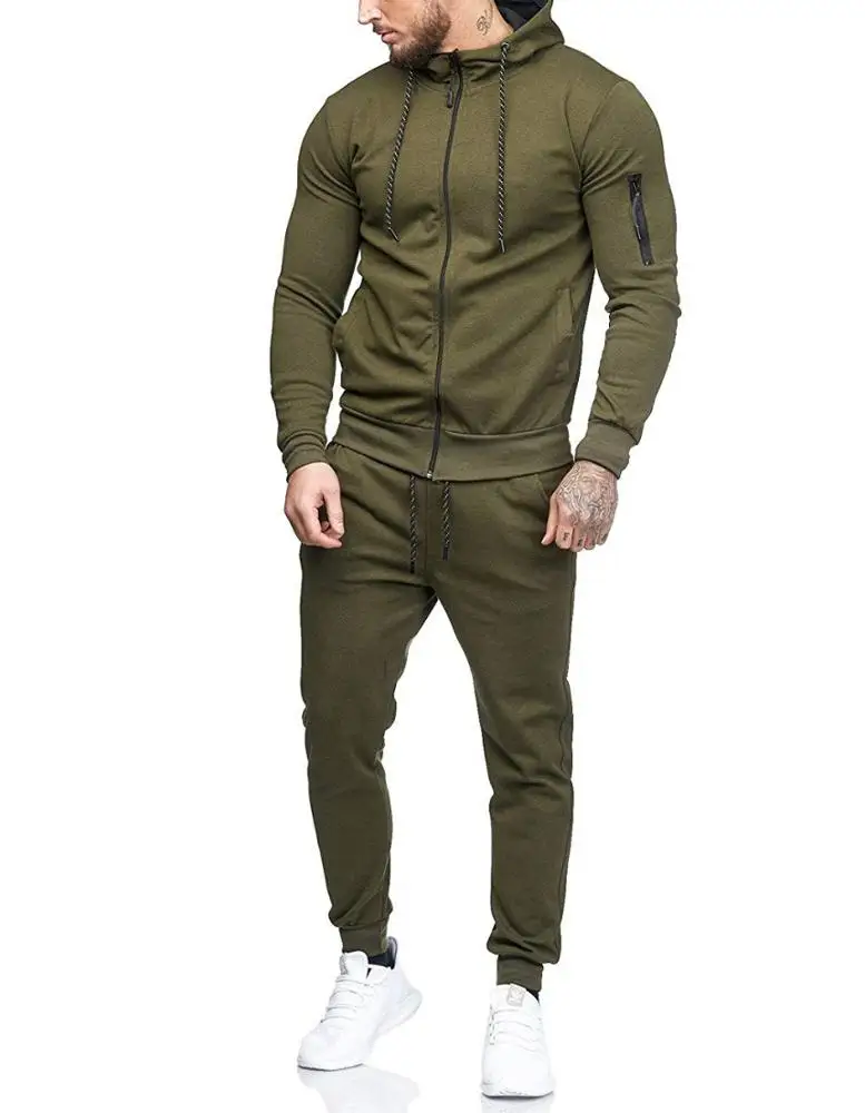

Men's Casual 2 Pieces Contrast Cord Full Zip Sports Sets Jacket & Pants Active Fitness Tracksuit Set