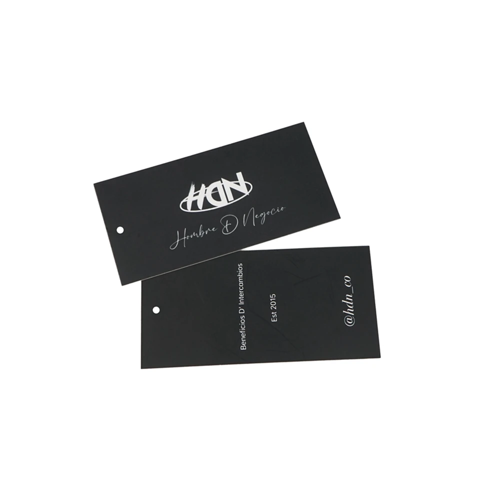 

92*56mm Pro service and quality adhesive swingtags plastic paper hangtags, White, black, blue, red or custom color