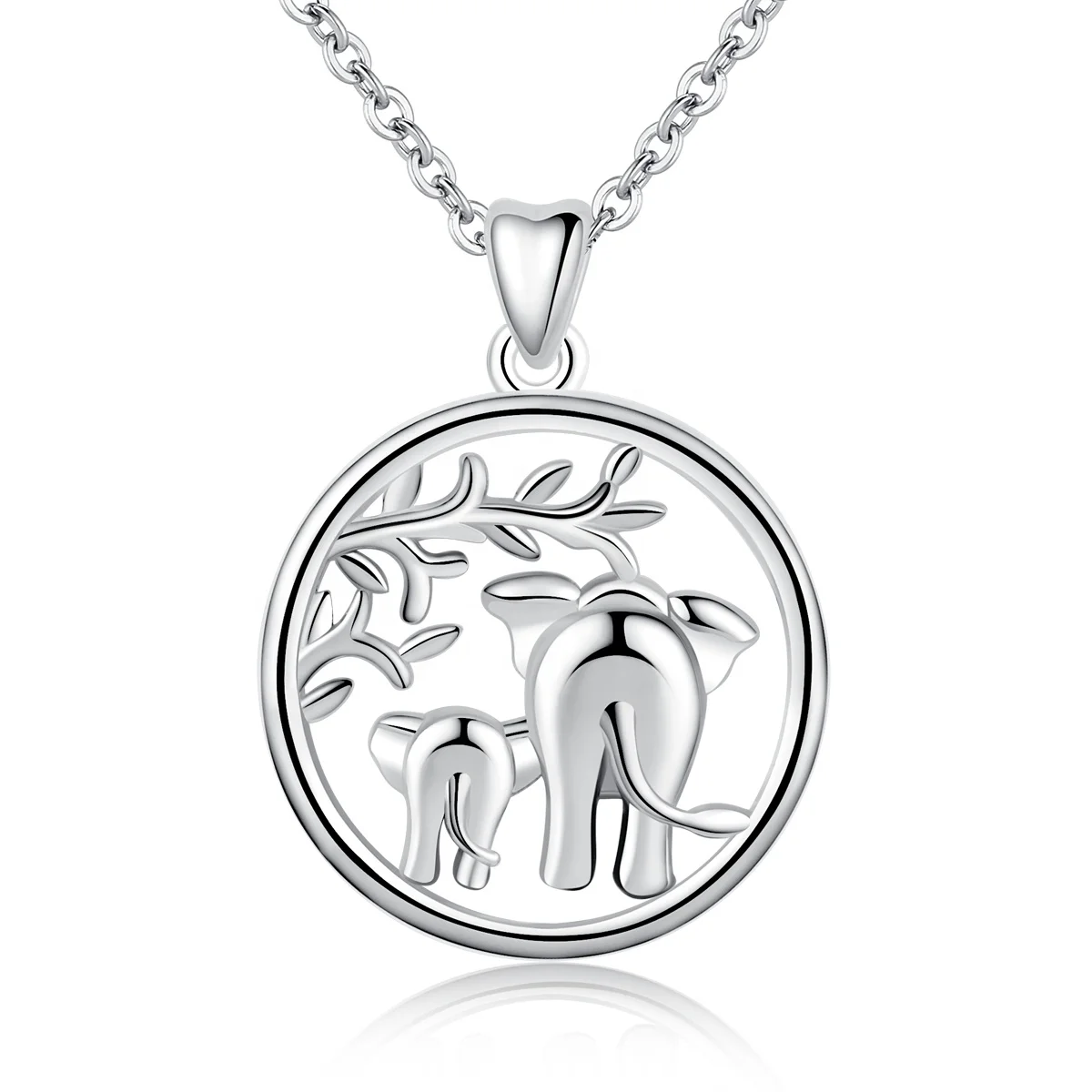 

Merryshine Jewelry 925 Sterling Silver Elephant Mother and Baby Pendant Necklace