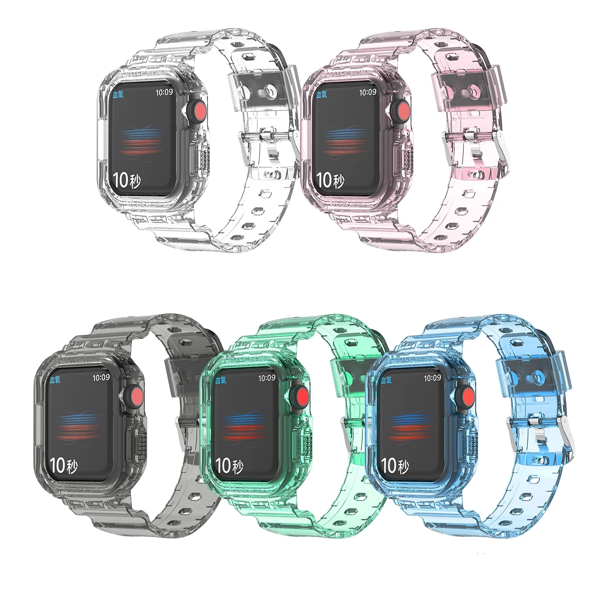 

2021 New Ice Tough Waterproof Full Cover Case+Strap For Apple watch 7 41mm 45mm Sports TPU Watch Band for iwatch 7 Strap