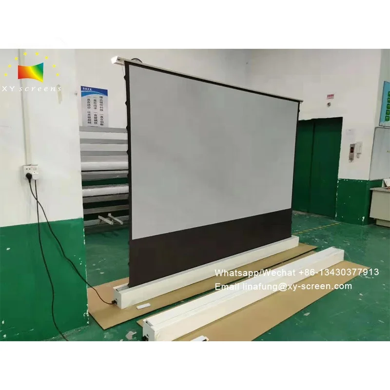 
XY Screen Electric Floor Rising ALR grey Rollable Projector Screen Pull up Screen for Ultra short throw UST laser projector 