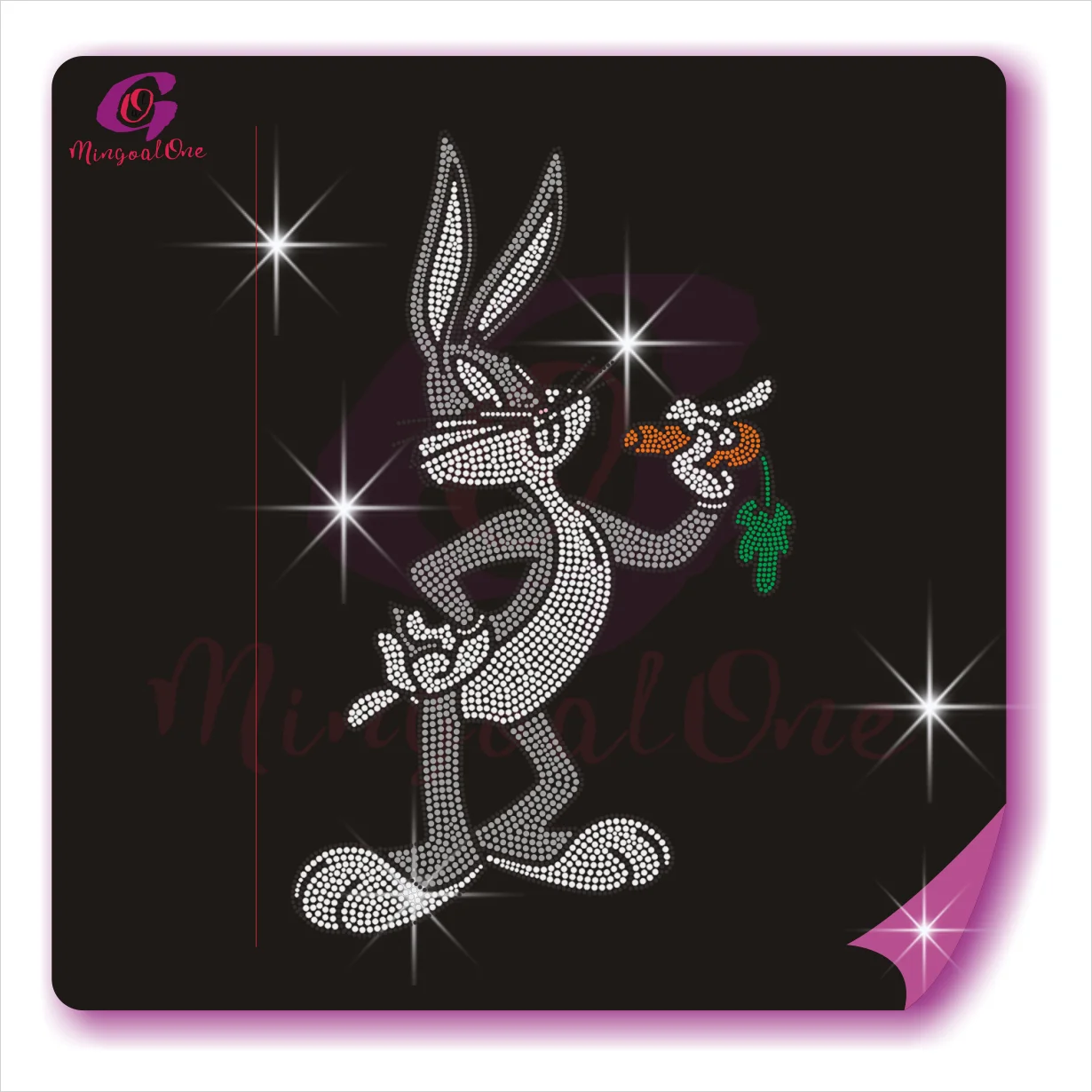 

Hotfix custom Bunny Cartoon Bugs Looney Rhinestone Transfer for shirt, Select from color chart