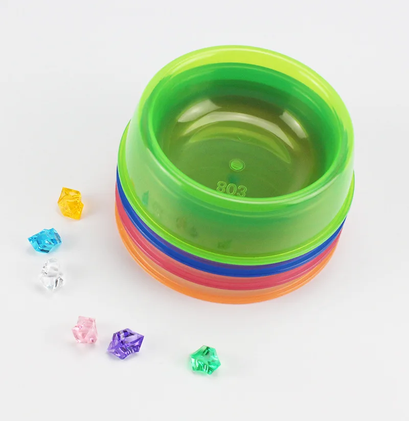 

zss280 Pet Dog Cat bowl multi-coloured transparent bowl simple single bowl Candy-colored cheap, Mix color