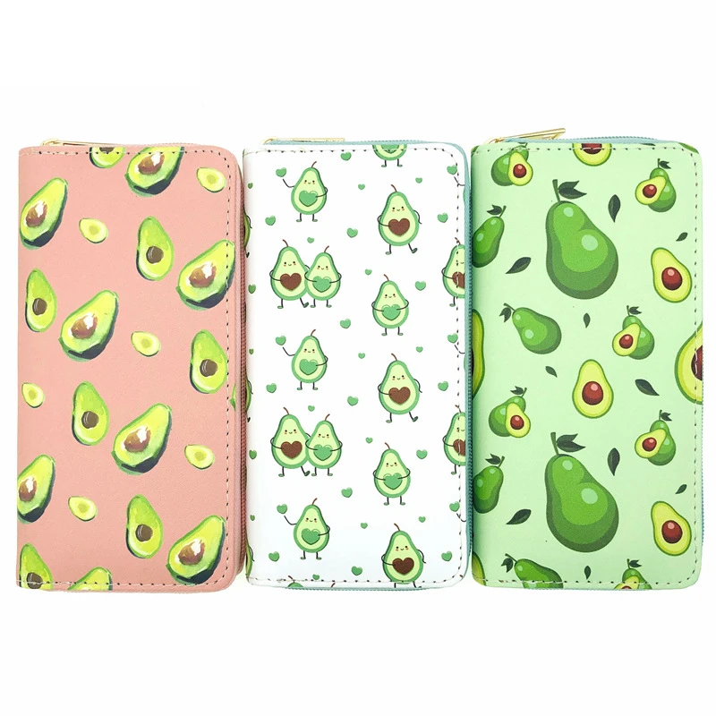 

Avocado Series-4 Women's Cartoon Fruit Design Purse PU Leather Zipper Wallet Girls Cosmetic Bags Clutch Bag Avocado Wallets