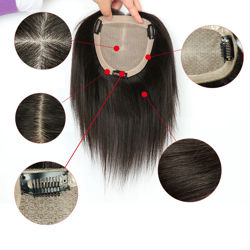 

Cheap Wholesale Topper Women Toupee Virgin Human Hair Pieces for Women Remy Hair Brazilian Hair 6-22 Inches