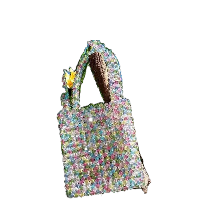 

Yellow Red Blue Green Coral purple jelly acrylic beaded bag color beads color bag, Customized color