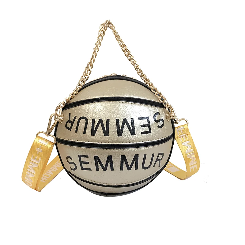 

2021 New Fashion PU Leather Popular Basketball Purse And Chain Handbags, Black,brown,red