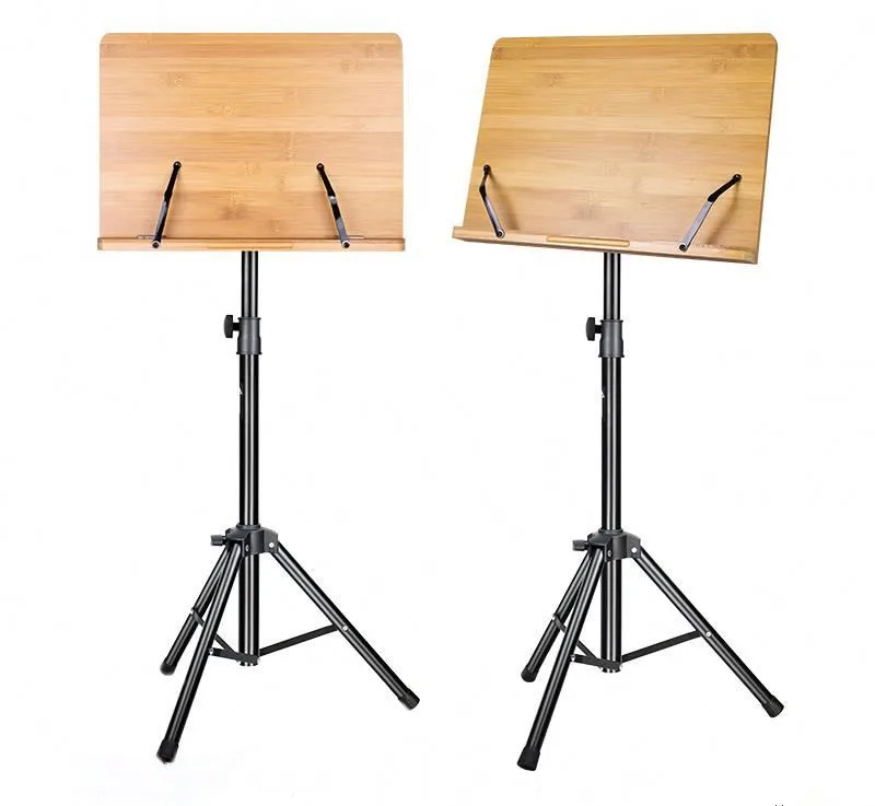 

Good quality Adjustable metal music instrument wooden music sheet music stand, Black