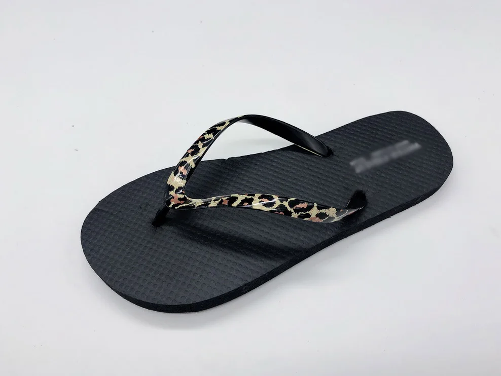 2024hot Sell Summer Film Leopard Upper Slipper for Lady Women Rubber Beach Flip Flops for Outdoor