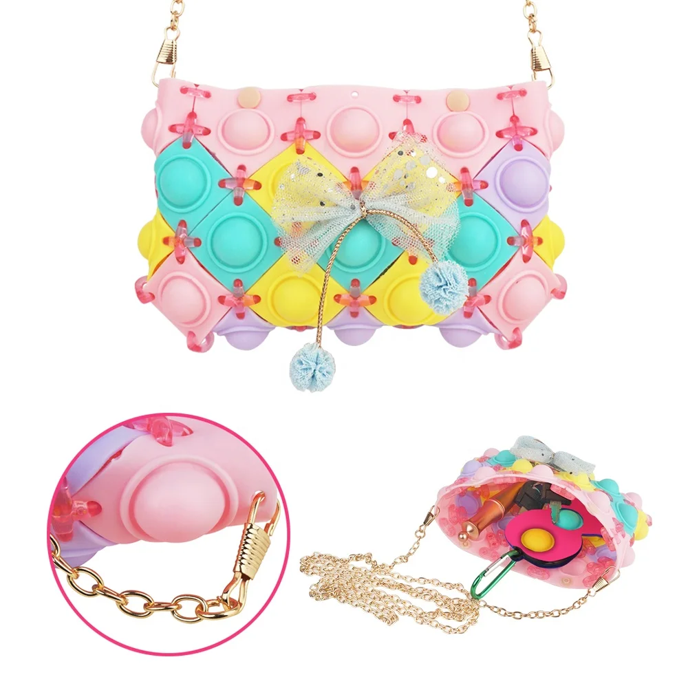 

Cute DIY coin purse bag mini silicone push pop bubble coin purse for girls, Pink