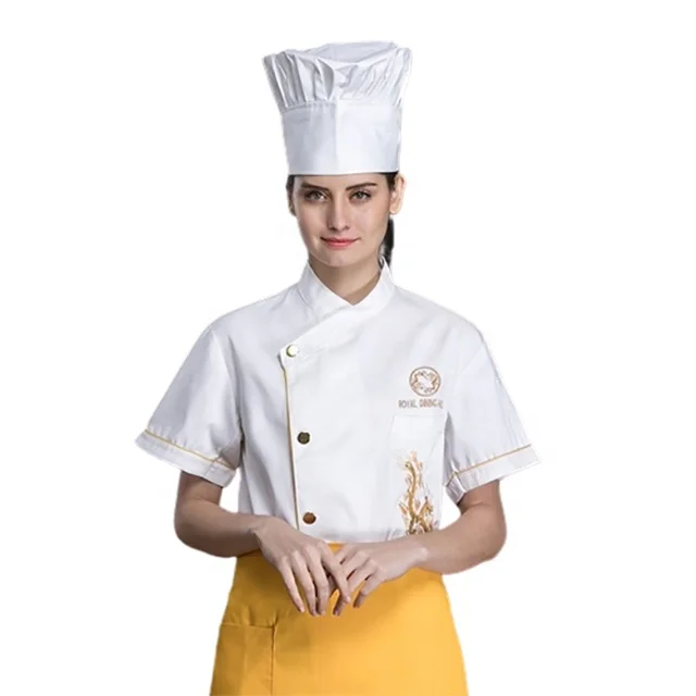 

SunYue White Chef Uniform Restaurant Cotton Jacket Waiter Coat