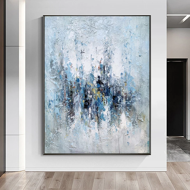 Hand Painted Nordic Morden Abstract Line Wall Art Canvas Painting Golden Art Wall Picture With Floating Frame for Living Room