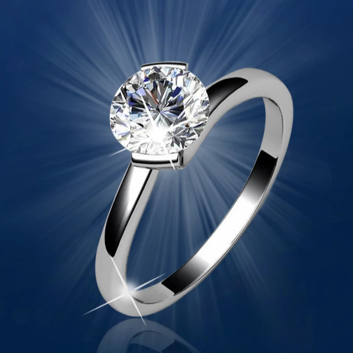 

Genuine High Quality Classic Engagement 18K Diamond Fine Sterling 925 Silver Ring for Girls, Silver,gold,rose gold