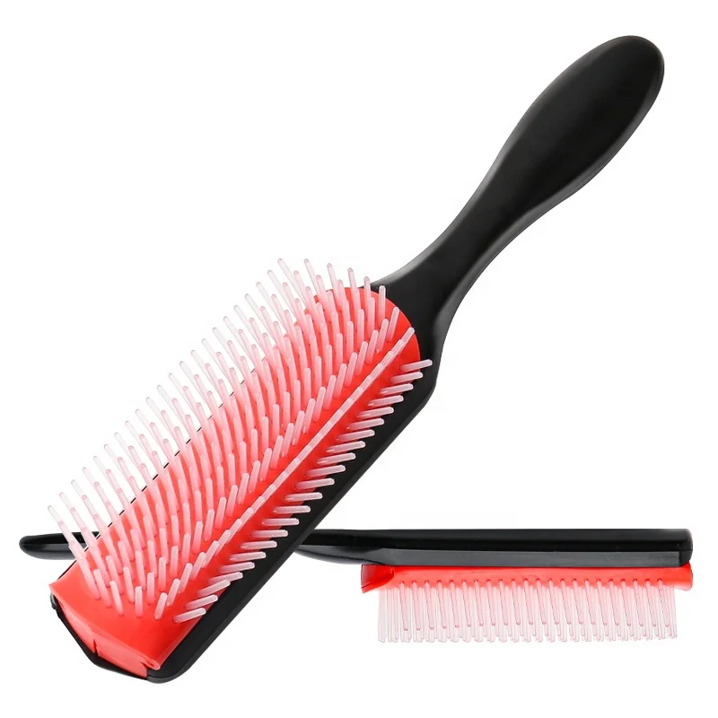 

Denman Brush With Logo Customised Detangling 7 Row Hair Custom Hairbrush Nylon Large White Detachable Handle Glitter Plastic