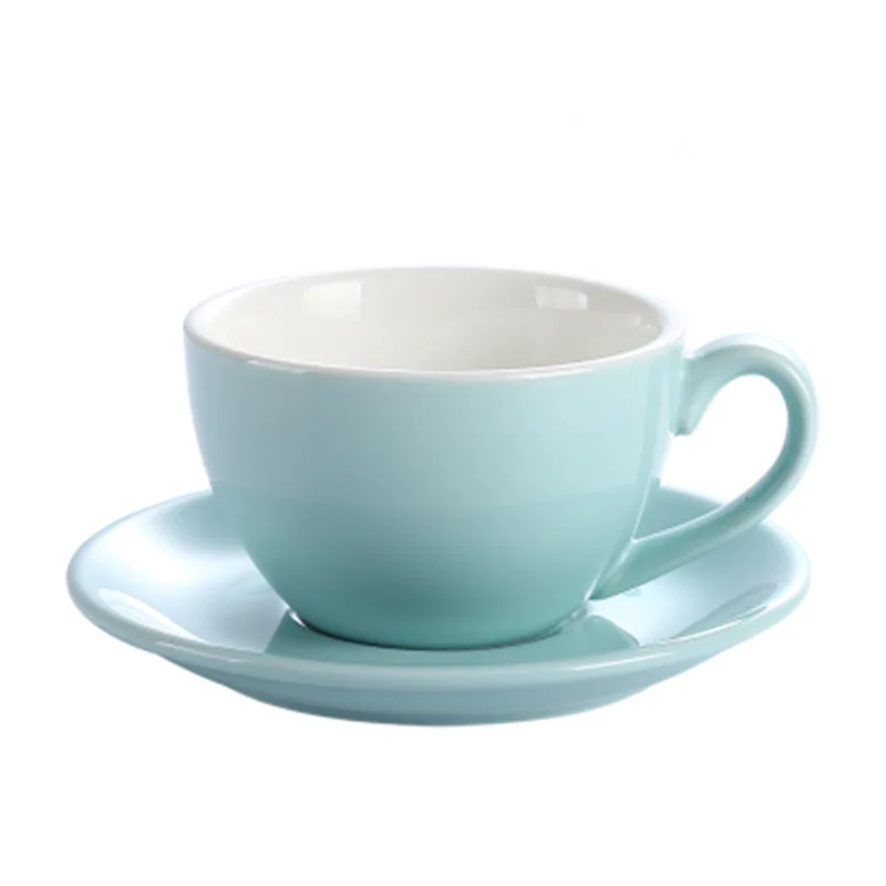 

220ml European Ceramic Coffee Cup Set Latte Art Competition Cup Cappuccino Teacup and Saucer LatteSpoons as the Gifts