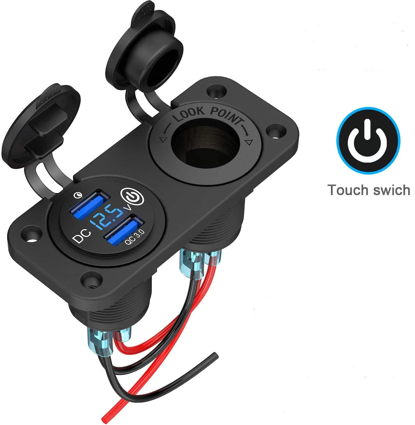12v/24v Panel Mount Dual Usb Socket With Led Voltmeter And Touch Switch ...