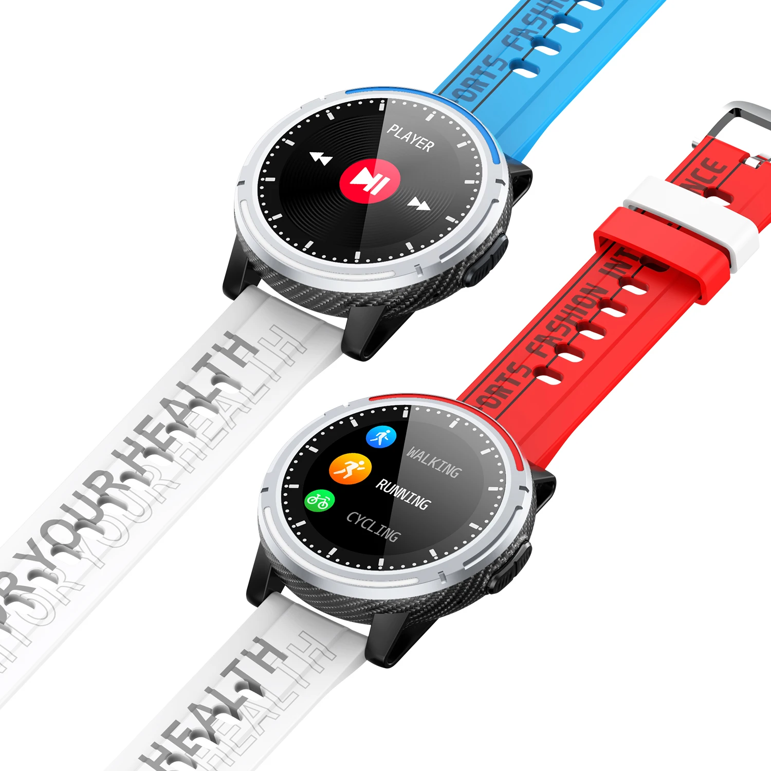 

S26 Digital Smart Watch Customized Logo OEM ODM 1.28 IPS Round Screen 240*240 With Call Function Health Watch, Red blue