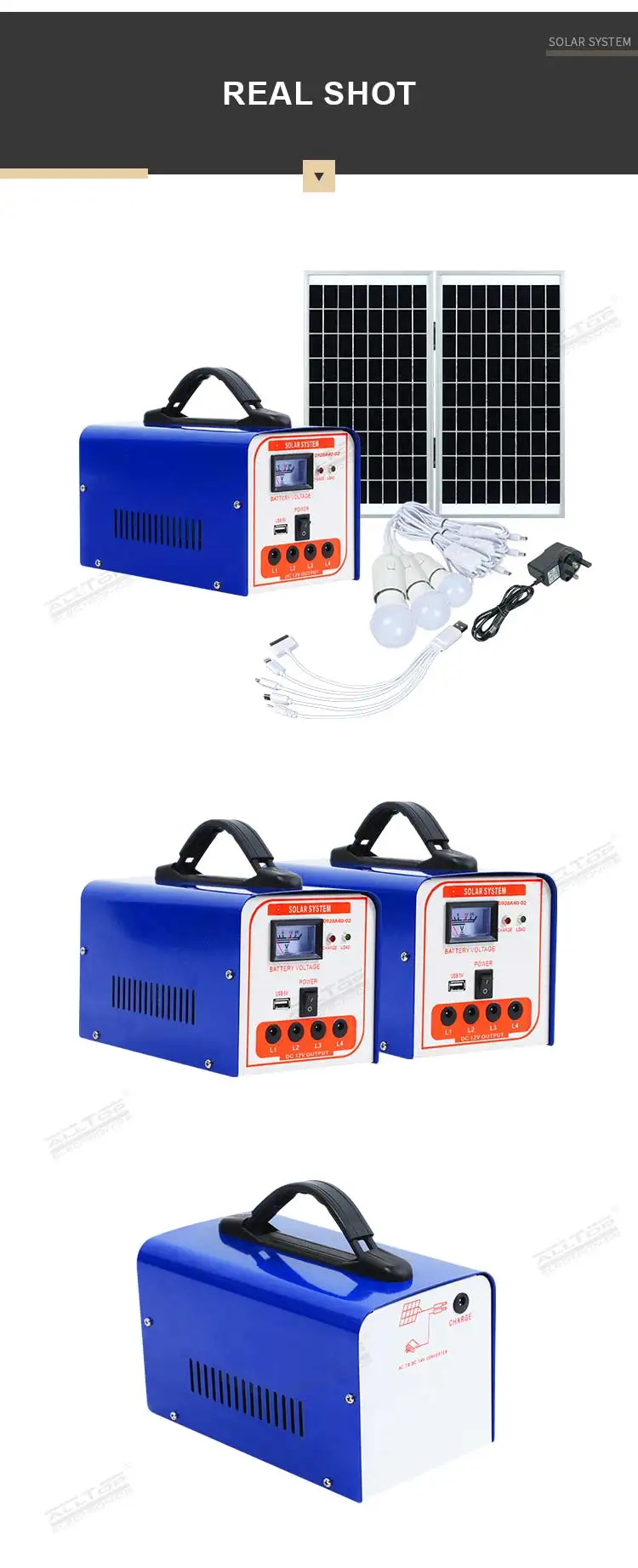 ALLTOP Hot selling portable DC solar kits 40w mini solar power lighting system for home