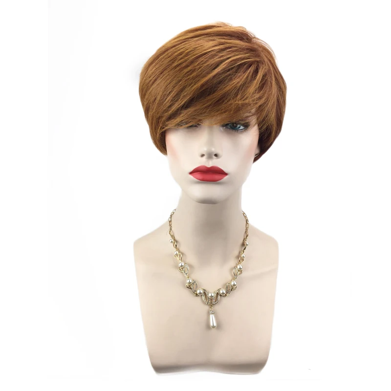 

Women Trendy Short Gradient Color Wigs Short Natural Synthetic Hair Wigs For Ladies, As show