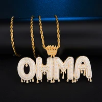 

Trend Brass Custom Name Iced Out Crown Bubble Letters Necklaces For Men Hip Hop Jewelry