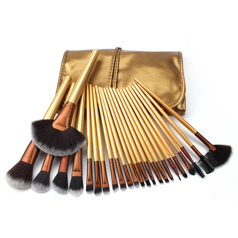 

Gold luxury 24pcs bling professional make up brushes vegan synthetic hair makeup brush set, Customized color