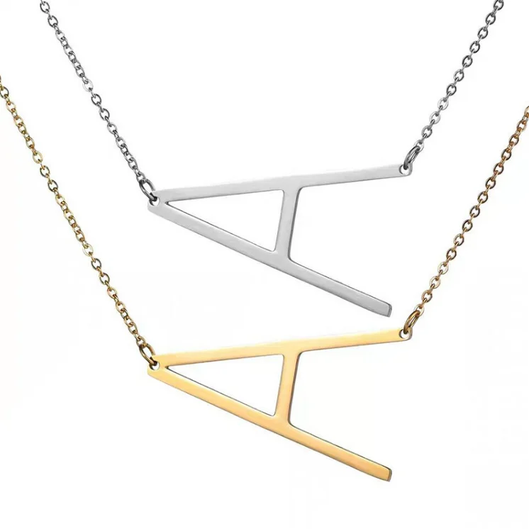 

Hot Sale Personalized Jewelry Gold 26 Initial Letter Letter Shape Pendant Chain Necklace