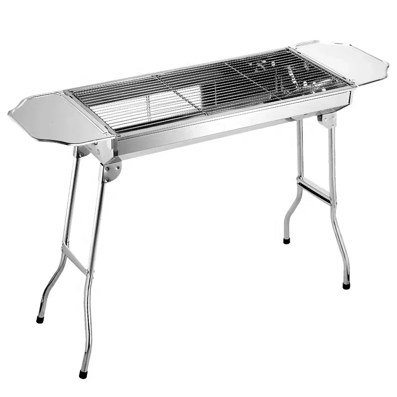 

TY Stainless steel outdoor folding portable charcoal quick sell through rack full set of barbecue oven oven, Silver