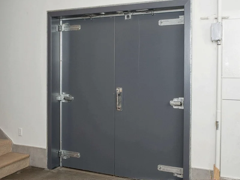 Storm shelter door installation with steel reinforcement details