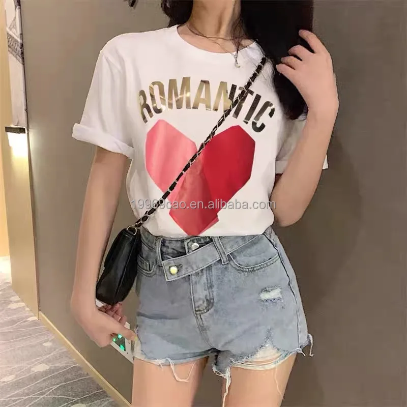 

New cotton short sleeve top cartoon dark t-shirt loose women's large Harajuku T-shirt wholesale, Customized color