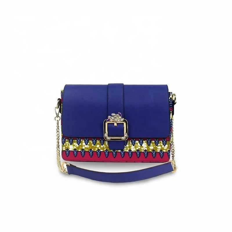 

Casual Tote style 100 % cotton with leather african wax print fashion handbags