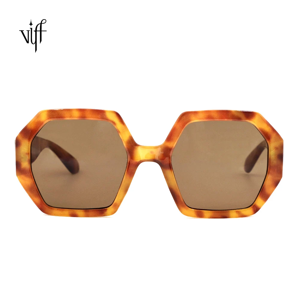 

2021 VIFF HP20882 Custom Logo Designer Sun Glasses River Tortoiseshell Hexagon Vintage Sunglasses 2021