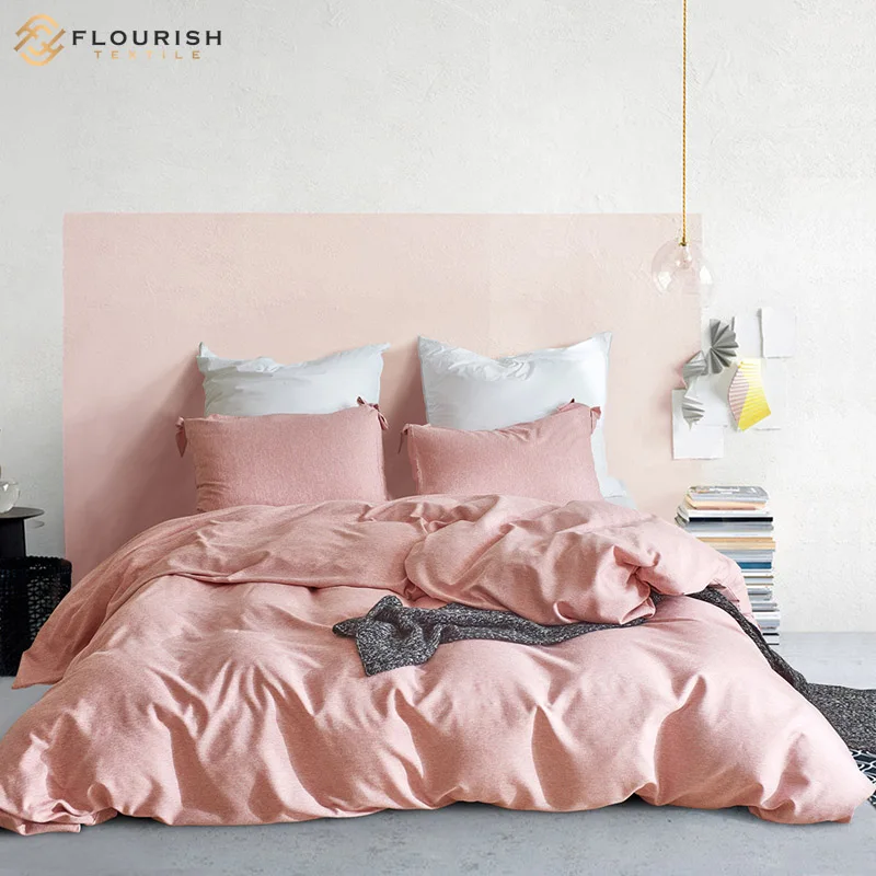 

Flourish READY-TO-SHIP 100% chemical fiber Polyester and linen bow three-piece set bedsheet bedding set bedding sheet