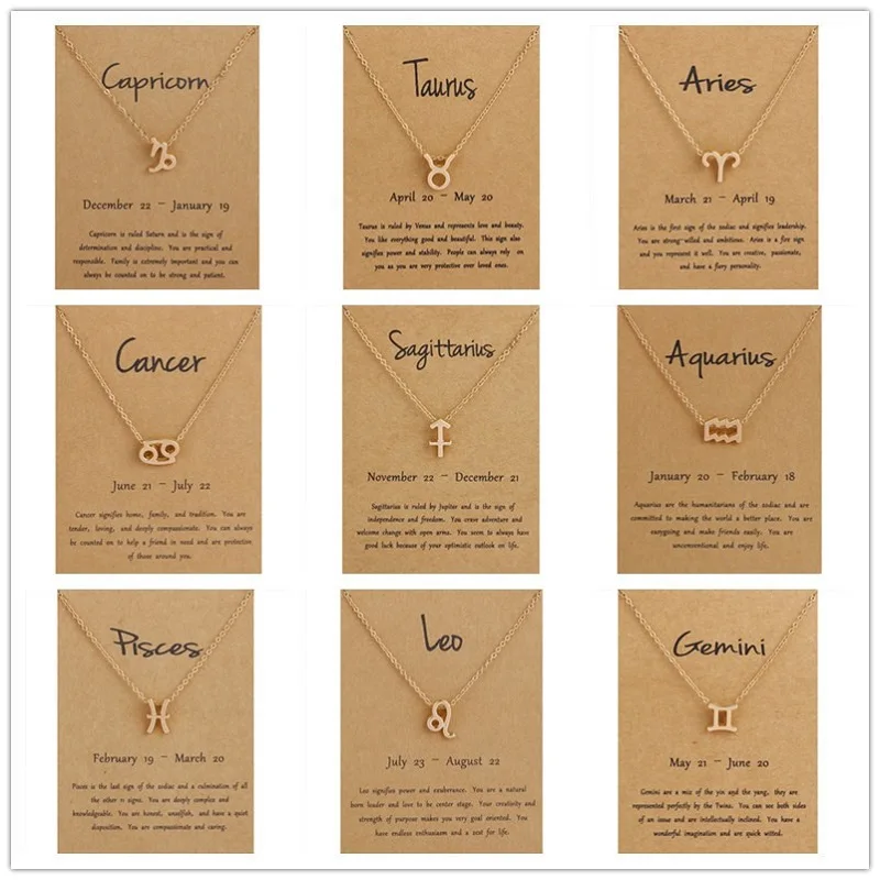 LWN-Z12 Pendants Charm Choker Female Elegant 12 Constellation Zodiac Sign Necklace Astrology Necklaces