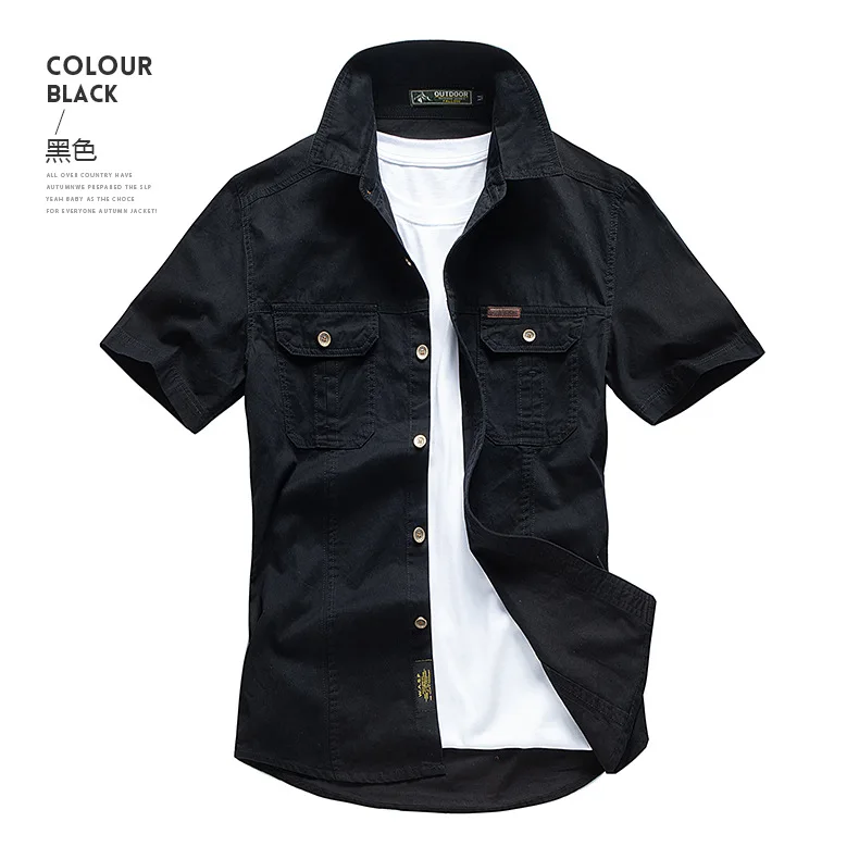 

Short-sleeved shirt Men's cotton material overalls Men's plus size fashion, 5 color