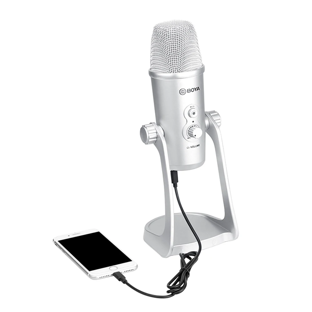 

BOYA BY-PM700SP Condenser Microphone Triple-Capsule for iPhone Android Smartphone Windows Mac Computer Laptop PC Live Interview