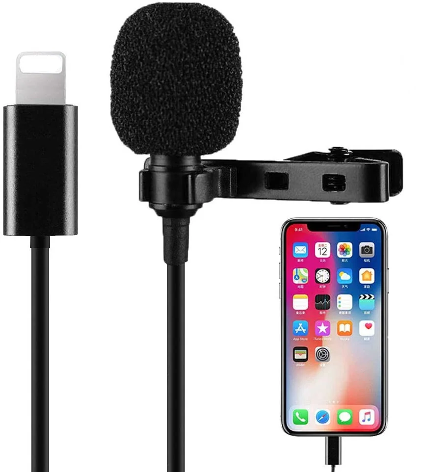 

for iPhone Microphone Lavalier Lightning Mini Small Collar Clip on Lapel Mic Wired Condenser Microphone for iPhone 7 X XR 11