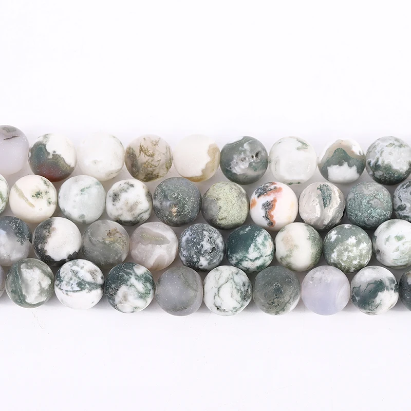 

High quality matte natural moss agate gemstone round beads for DIY bracelet and necklace making (YSA028)