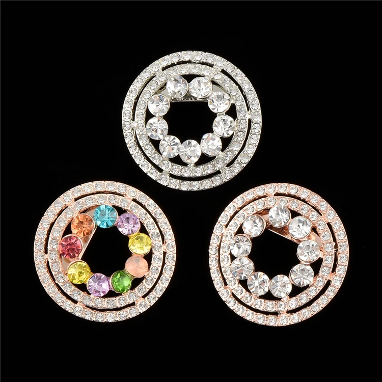 

Pinle new style alloy diamante fancy double circle shaped brooches for weddings