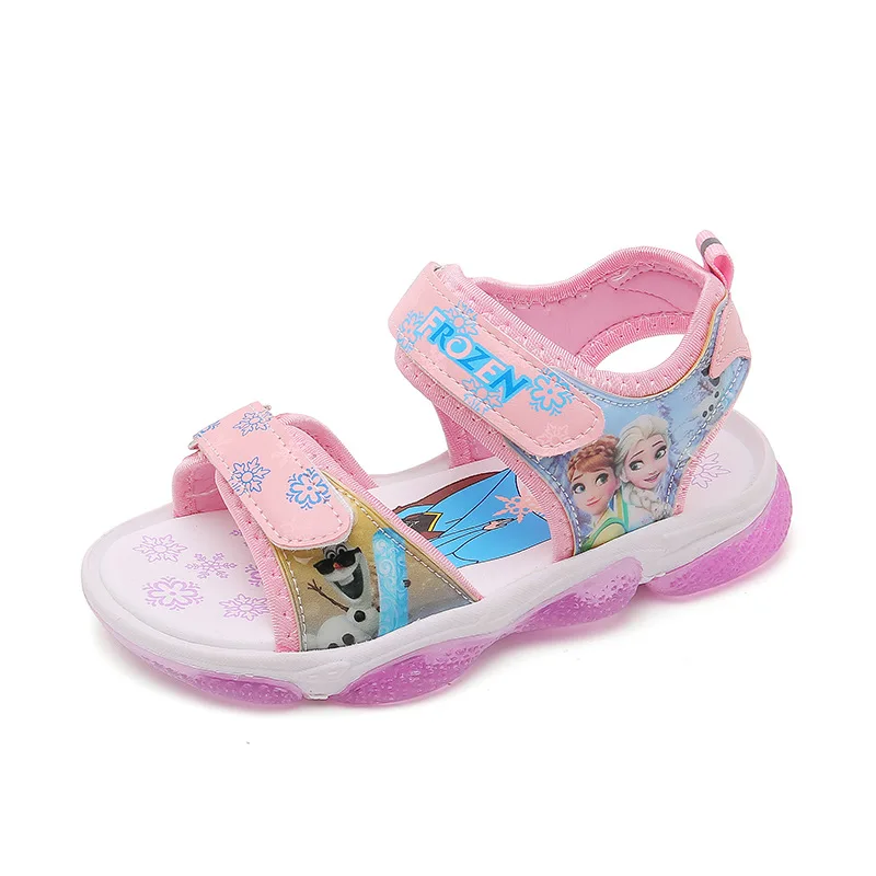 

2021 Summer New Frozen Beach Shoes Children Sandals Aisha Princess Flashing Lights Sandals Slippers