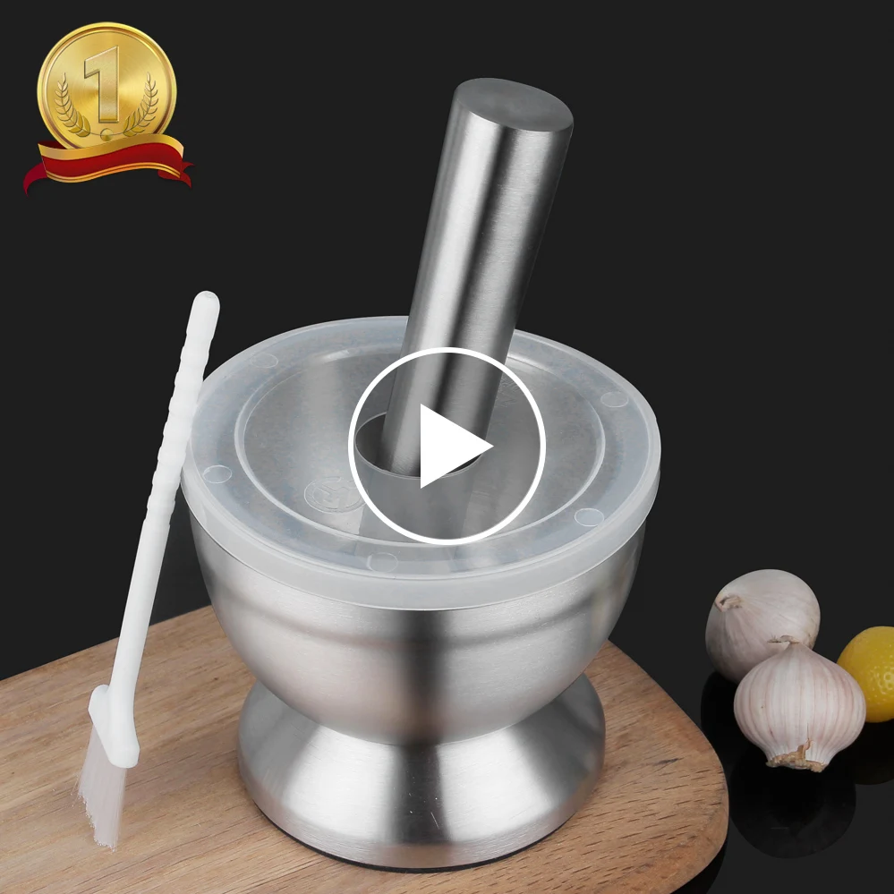 

stainless steel mortar and pestle set with custom logo for sale, Silver