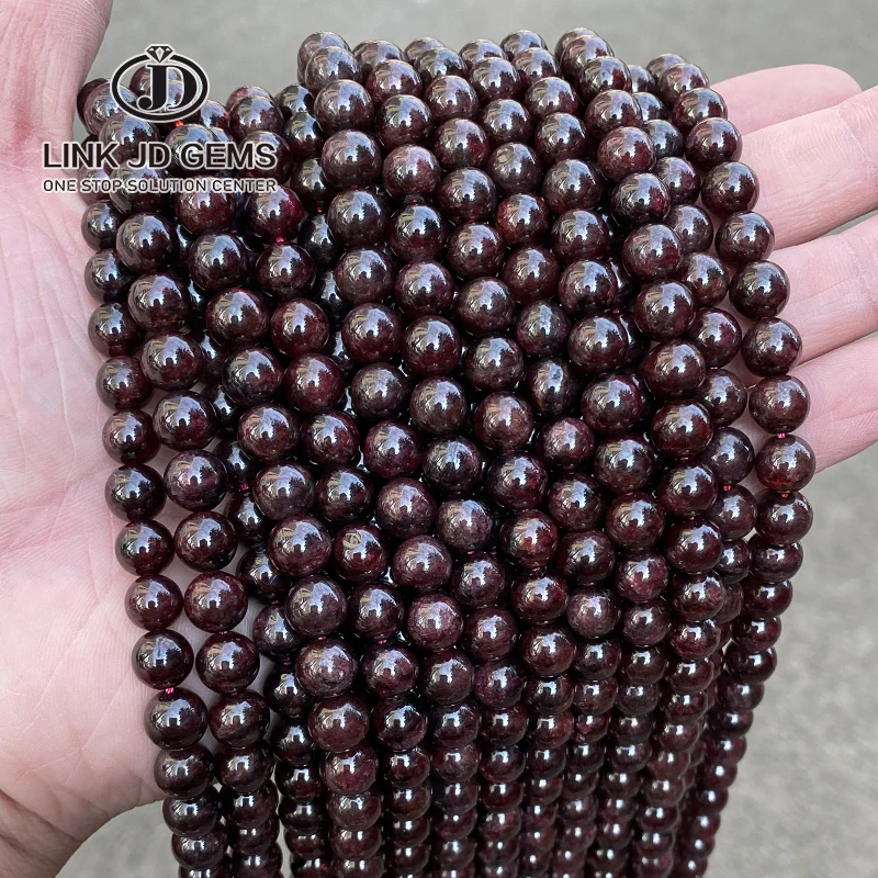 

Gemstone Smooth Round Stone Loose Beads Crystal Energy Stone Power 1A Natural 4-12mm Red Garnet Stone Beads for Jewelry Making