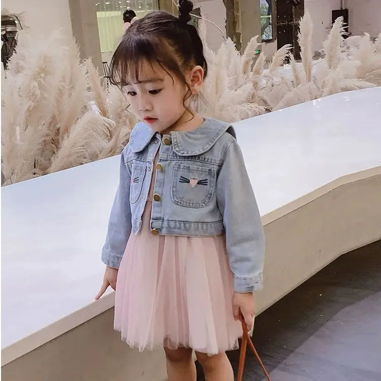 

Girls' Spring Dress Suit Spring and Autumn Children's Super Foreign Jeans Skirt Girls' Baby Dress Two-piece Dress